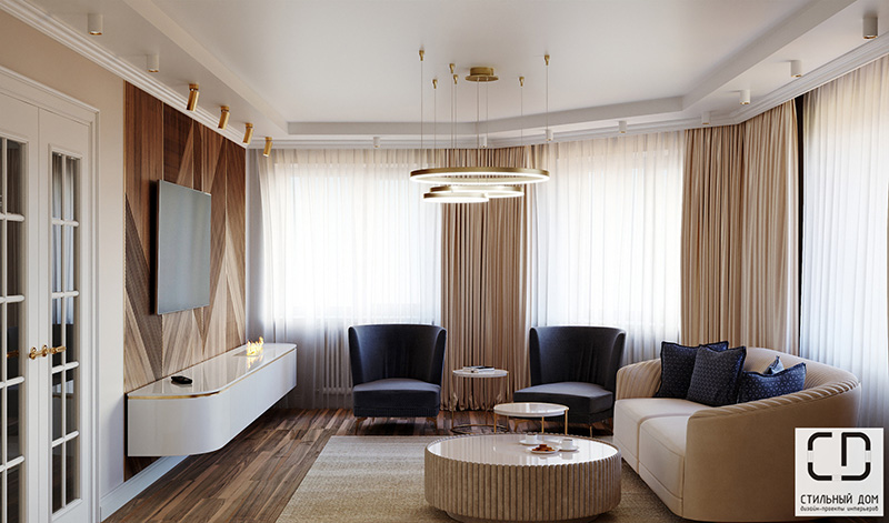 Проект дизайна интерьера гостиной. Дизайнерские услуги в Уфе